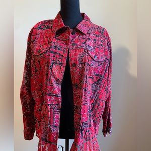 Chicos red and black button down blouse